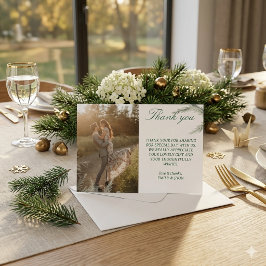 シンプルな写真の結婚式サンクスカード モダンカップル 招待状