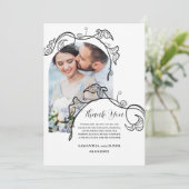 シンプルな写真の結婚式御礼カード セーブザデート (スタンド正面)