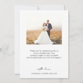 シンプルな写真の結婚式 サンキューカード (裏面)