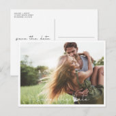 シンプルな写真の結婚式Save the Date ポストカード (正面/裏面)