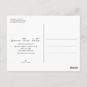 シンプルな写真の結婚式Save the Date ポストカード (裏面)