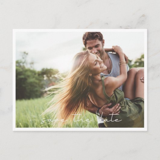 シンプルな写真の結婚式Save the Date ポストカード (正面)