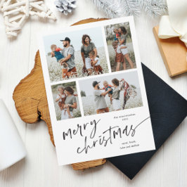 シンプルな写真コラージュスクリプト メリークリスマスマグネット