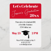 シンプルな写真テンプレート 卒業パーティー 箔招待状 (裏面)