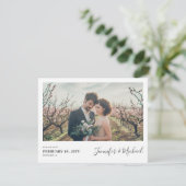 シンプルな写真デザインのSave the Date 招待状 (スタンド正面)
