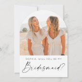 シンプルな写真付きブライズメイド提案カード 招待状 (正面)
