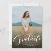 シンプルな写真付き卒業証書テンプレート 招待状 (正面)