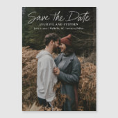 シンプルな写真付き結婚式延期日磁石 (正面)