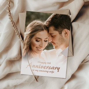 シンプルな写真付き結婚記念日ホイルカード 箔招待状