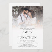 シンプルな写真付きQRコード結婚式 招待状 (正面/裏面)