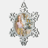 シンプルな写真年 スノーフレークピューターオーナメント (右)