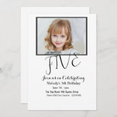 シンプルな写真招待状, 5歳の誕生日写真 招待状 (正面/裏面)