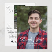 シンプルな写真 ありがとう 卒業 個人化 サンキューカード (正面/裏面)