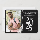 シンプルな写真 ブラック＆ホワイト 卒業パーティー 招待状 (正面)