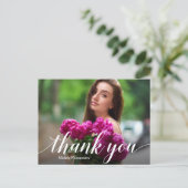 シンプルな写真 卒業 白いスクリプトの感謝カード ポストカード (スタンド正面)