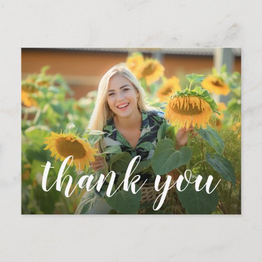 シンプルな写真 卒業 白いスクリプト ありがとうございます ポストカード (正面)