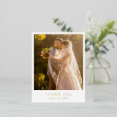 シンプルな写真 現代のウェディング サンクス 箔招待状ポストカード (立ち正面)