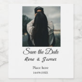 シンプルな写真 白 黒 クラシック エレガント セーブザ ワインラベル (シングルラベル)