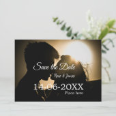 シンプルな写真 白 黒 クラシック エレガント セーブザ 招待状 (スタンド正面)