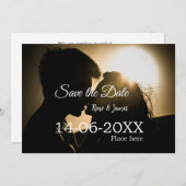 シンプルな写真 白 黒 クラシック エレガント セーブザ 招待状 (正面/裏面)