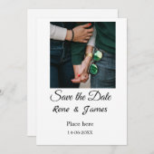 シンプルな写真 白 黒 クラシック エレガント 保存 招待状 (正面/裏面)