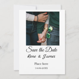 シンプルな写真 白 黒 クラシック エレガント 保存 招待状