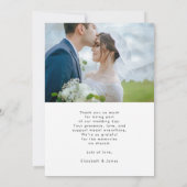 シンプルな写真 結婚式 お礼状カード サンキューカード (裏面)