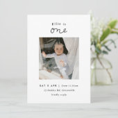 シンプルな写真 1歳の誕生日招待状 招待状 (スタンド正面)