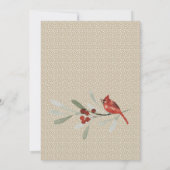 シンプルな冬のカーディナルとグリーンのウェディング 案内状 (裏面)