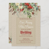 シンプルな冬のクリスマスグリーンウェディング 案内状 (正面/裏面)