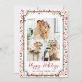 シンプルな冬の実り ハッピーホリデー3 フォト シーズンカード (正面)