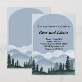 シンプルな冬の森をテーマにした 招待状 (正面/裏面)