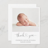 シンプルな出産報告カード、ハートの感謝 招待状 (正面/裏面)