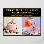 シンプルな初めての母の日写真コラージュ記念品 箔シーズンカード (正面)