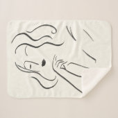 シンプルな勉強-女性のスケッチ シェルパブランケット (正面(横))