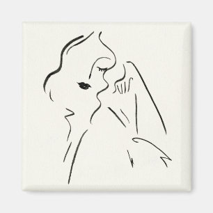 シンプルな勉強-女性のスケッチ マグネット
