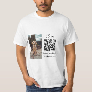 シンプルな動物の名前の詳細QRコード追加テキスト写真 Tシャツ