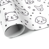 シンプルな動物の顔がかわいい ラッピングペーパー (ロールコーナー)