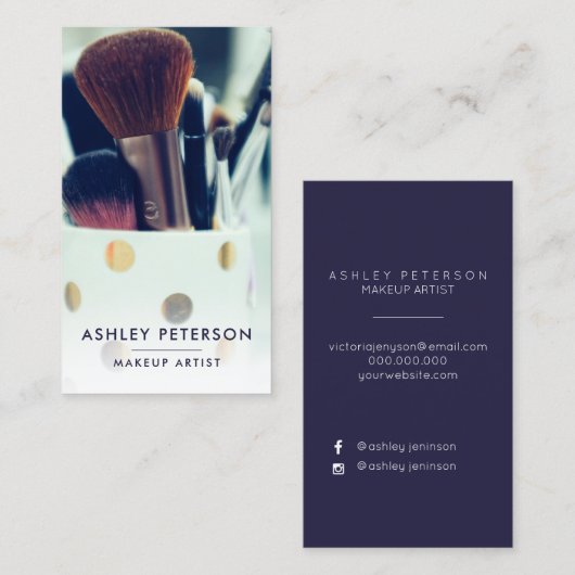 シンプルな化粧の写真撮影のミニマルなタイポグラフィ 名刺 (正面/裏面)