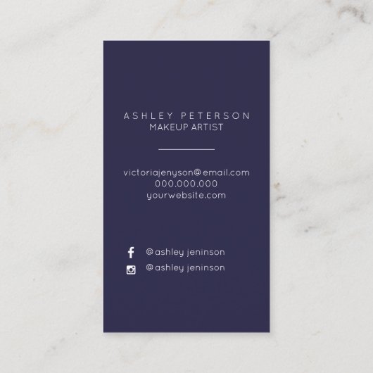シンプルな化粧の写真撮影のミニマルなタイポグラフィ 名刺 (裏面)