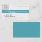 シンプルな医学のティール(緑がかった色)か白い写真の名刺 名刺 (正面/裏面)