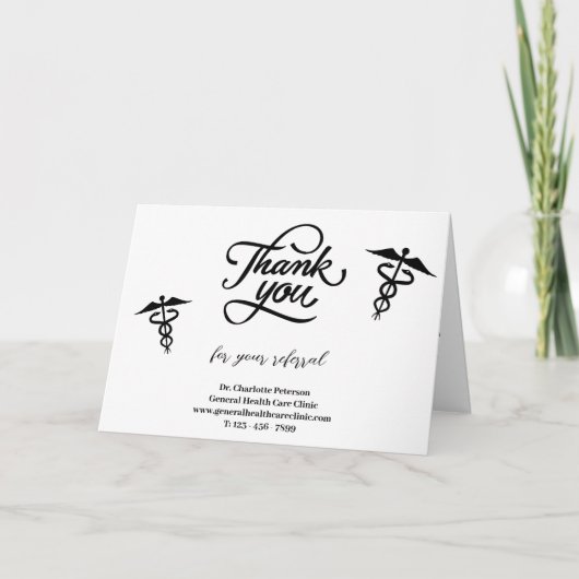 シンプルな医師患者紹介カード サンキューカード (正面)