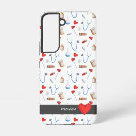 シンプルな医療パターンナース SAMSUNG GALAXY S22ケース