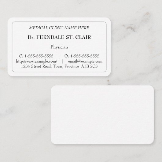 シンプルな医療専門家の名刺 名刺 (正面/裏面)