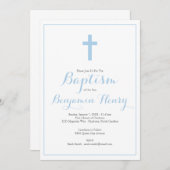 シンプルな十字の警官の洗礼の招待状 招待状 (正面/裏面)