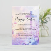 シンプルな十字架が背景に  イースターおめでとう 招待状 (スタンド正面)