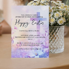 シンプルな十字架が背景に  イースターおめでとう 招待状