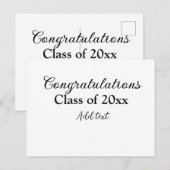 シンプルな卒業おめでとう クラスの追加は最小限に ポストカード (正面/裏面)