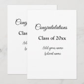 シンプルな卒業おめでとう クラスの追加は最小限に 招待状 (正面/裏面)