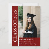 シンプルな卒業お知らせ＆パーティー招待状 招待状 (正面)